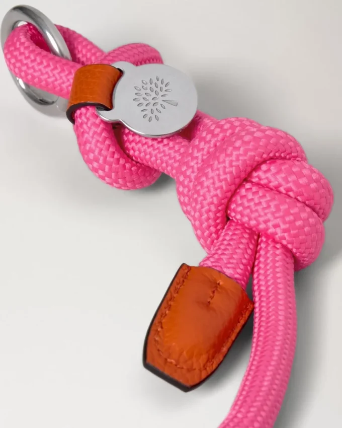 Rope Keyring Dark Pink & Coral Orange Mixed Material