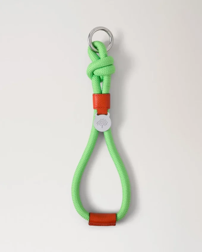 Rope Keyring Green & Coral Orange Mixed Material
