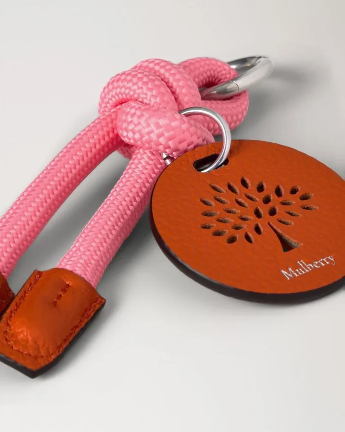 Rope Keyring Pink & Coral Orange Mixed Material