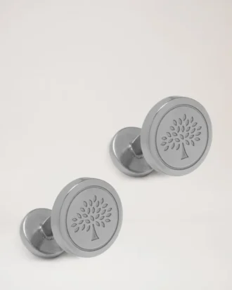 Round Tree Cufflinks Silver Metal Women