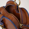 Roxanne Mini Heart Bag Oak & Pigment Blue Smooth Glossy Leather