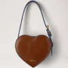 Roxanne Mini Heart Bag Oak & Pigment Blue Smooth Glossy Leather