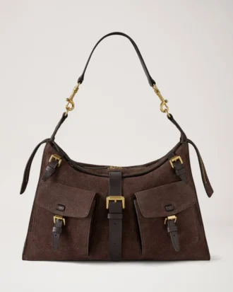 Roxanne Shoulder Bag Chocolate Suede Roxanne