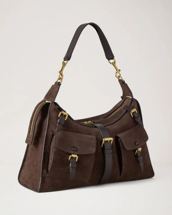 Roxanne Shoulder Bag Chocolate Suede Roxanne