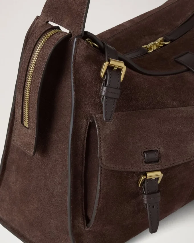 Roxanne Shoulder Bag Chocolate Suede Roxanne