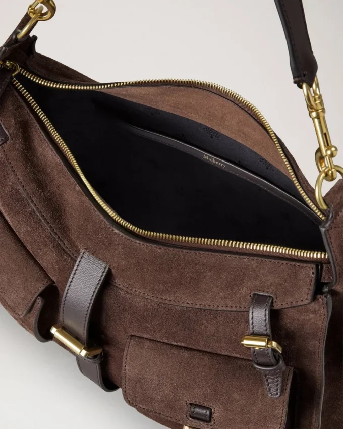 Roxanne Shoulder Bag Chocolate Suede Roxanne