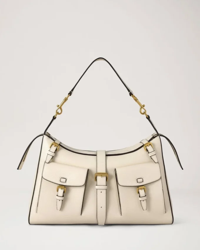 Roxanne Shoulder Bag Eggshell High Shine Leather Roxanne Shoulder Bag Eggshell High Shine Leather