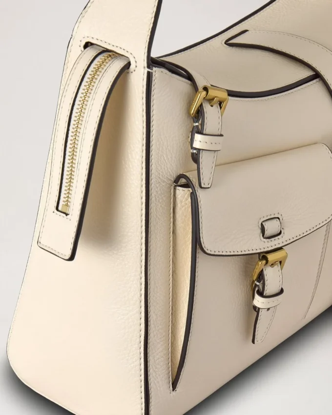 Roxanne Shoulder Bag Eggshell High Shine Leather Roxanne Shoulder Bag Eggshell High Shine Leather