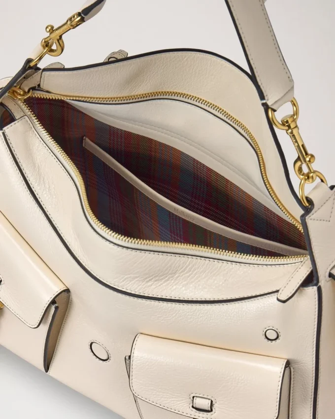 Roxanne Shoulder Bag Eggshell High Shine Leather Roxanne Shoulder Bag Eggshell High Shine Leather