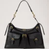 Roxanne Shoulder Bag in Black High Shine Leather Mulberry