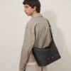 Rye Messenger Black Supple Calf Men