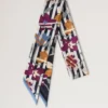 Skinny Scarf – Graphic Floral Night Sky & Orchid Bloom Recycled Polyester