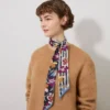 Skinny Scarf – Graphic Floral Night Sky & Orchid Bloom Recycled Polyester