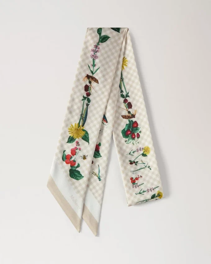 Skinny Scarf – Riverside Floral Eggshell Recycled Polyester