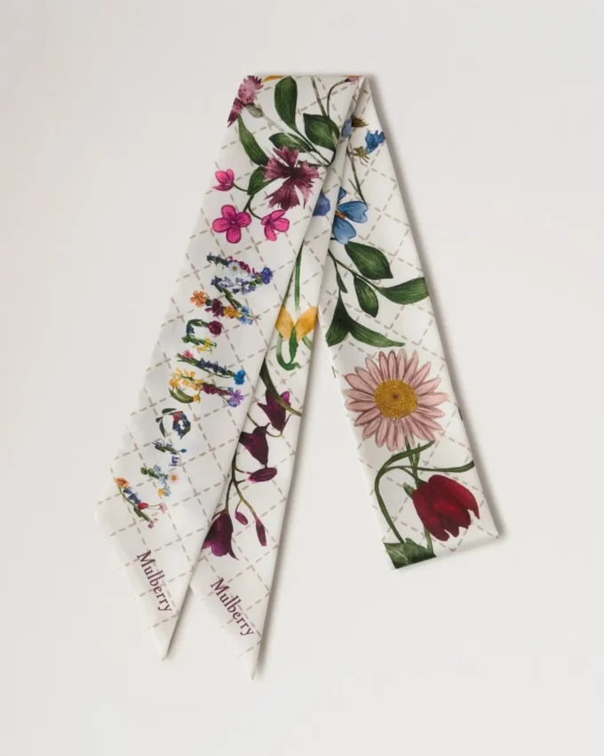 Skinny Scarf – Wild Floral Eggshell Recycled Polyester