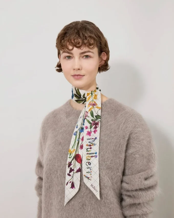 Skinny Scarf – Wild Floral Eggshell Recycled Polyester