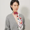 Skinny Scarf – Winter Floral Eggshell Recycled Polyester