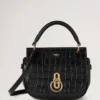 Small Amberley Satchel Top Handle Black Shiny Small Croc
