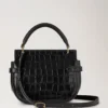 Small Amberley Satchel Top Handle Black Shiny Small Croc
