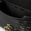 Small Amberley Satchel Top Handle Black Shiny Small Croc
