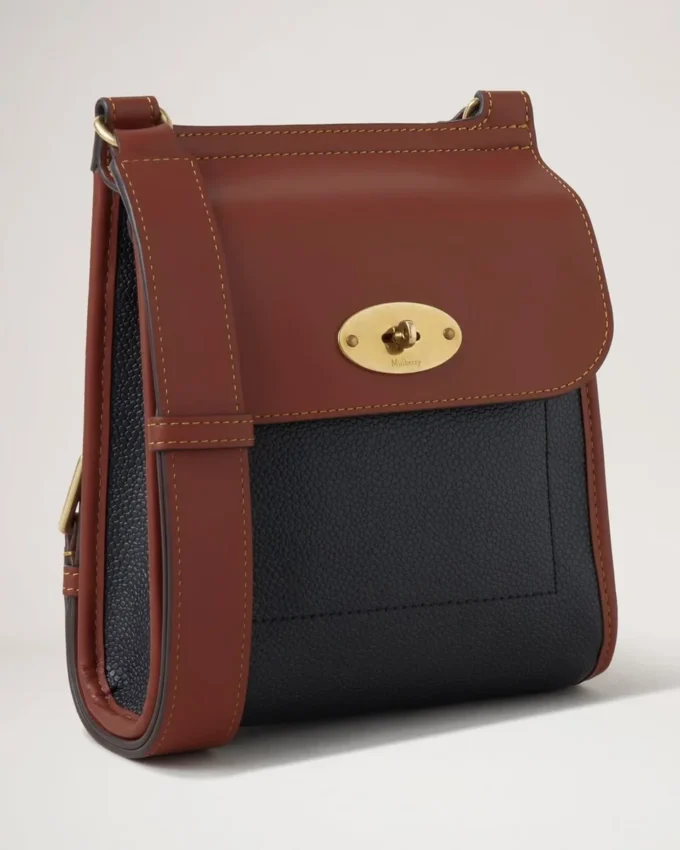 Small Antony Black & Cognac Bioveg Scotchgrain & Flat Calf