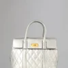 Small Bayswater Pre-Loved Light Silver Quilted Smooth Calf