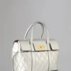 Small Bayswater Pre-Loved Light Silver Quilted Smooth Calf