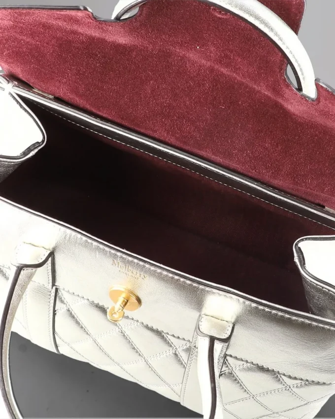 Small Bayswater Pre-Loved Light Silver Quilted Smooth Calf