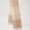 Small Check Merino Wool Scarf Camel & Poplin Blue Merino Wool