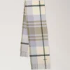 Small Check Merino Wool Scarf Eggshell & Olive Merino Wool