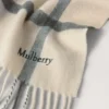 Small Check Merino Wool Scarf Eggshell & Olive Merino Wool