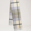 Small Check Merino Wool Scarf Eggshell & Olive Merino Wool