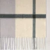 Small Check Merino Wool Scarf Eggshell & Olive Merino Wool