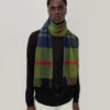 Small Check Merino Wool Scarf Fern & Dark Green Merino Wool