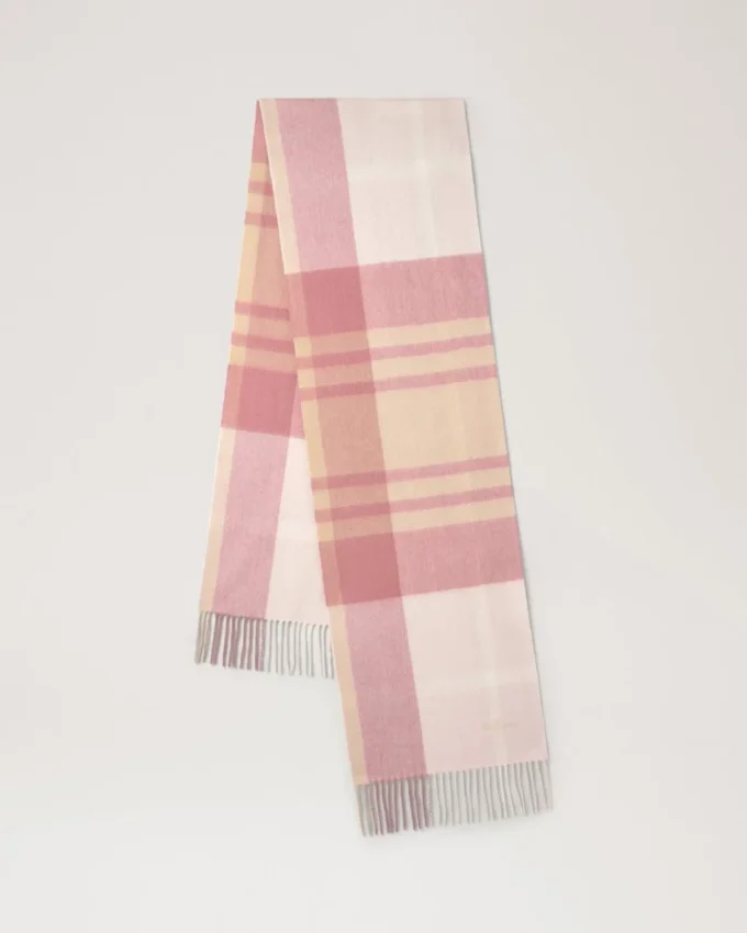 Small Check Merino Wool Scarf Pink Scrumpy & Crumpet Merino Wool