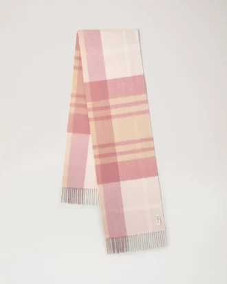 Small Check Merino Wool Scarf Pink Scrumpy & Crumpet Merino Wool