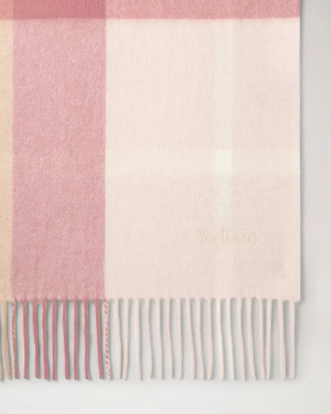Small Check Merino Wool Scarf Pink Scrumpy & Crumpet Merino Wool