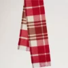 Small Check Merino Wool Scarf Scarlet Red & Bright Oak Merino Wool