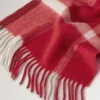 Small Check Merino Wool Scarf Scarlet Red & Bright Oak Merino Wool