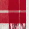 Small Check Merino Wool Scarf Scarlet Red & Bright Oak Merino Wool