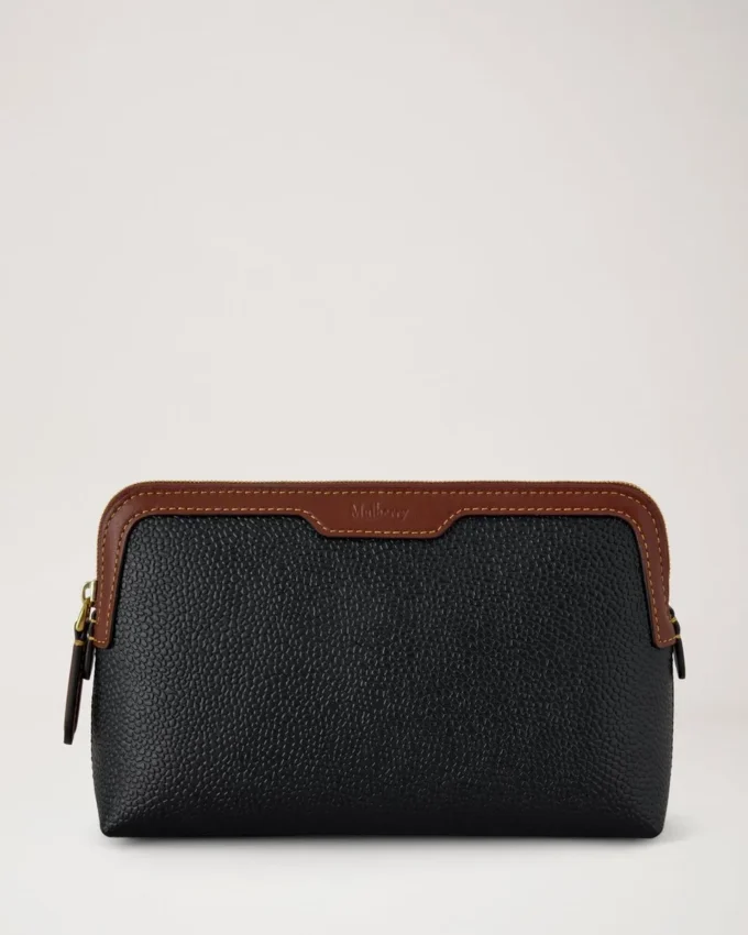 Small Cosmetic Pouch Black & Cognac Bio Based Scotchgrain