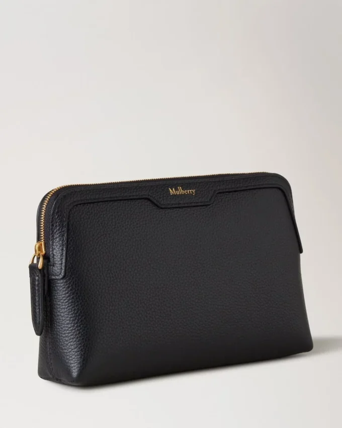 Small Cosmetic Pouch Black Small Classic Grain Women