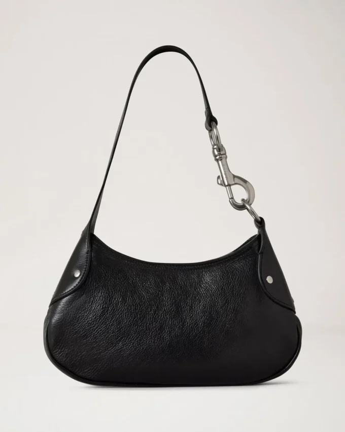 Small Hackney Shoulder Bag Black High Shine Leather