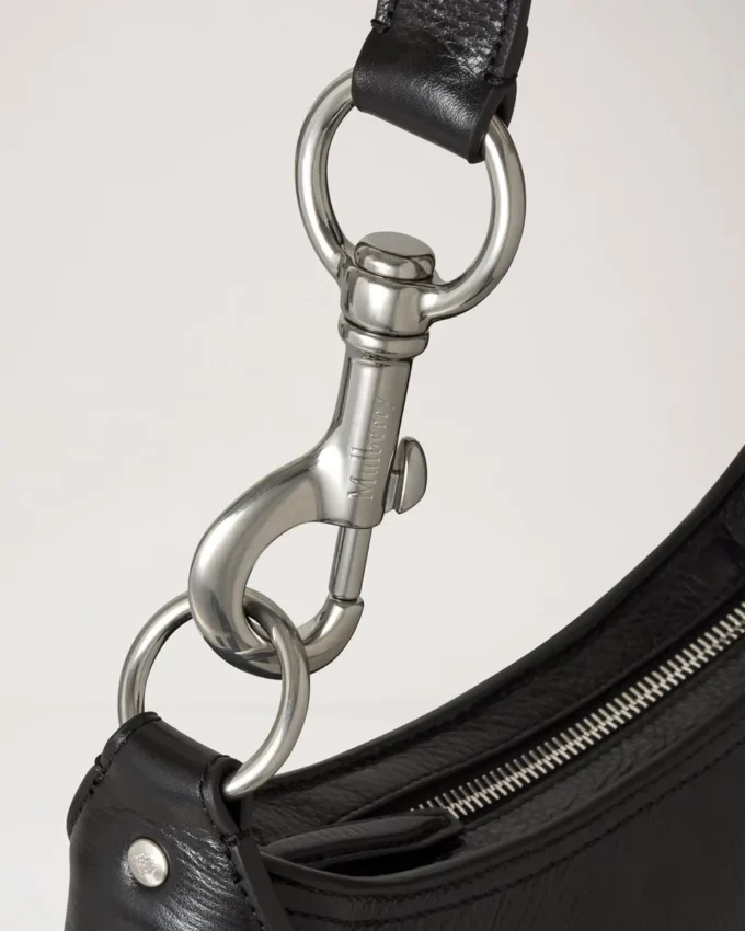 Small Hackney Shoulder Bag Black High Shine Leather