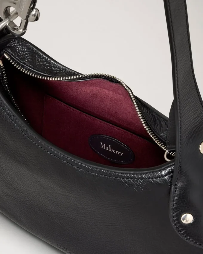 Small Hackney Shoulder Bag Black High Shine Leather