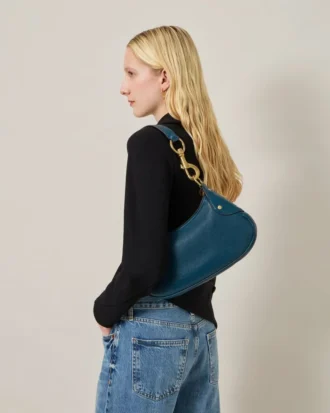 Small Hackney Shoulder Bag out of the Blue High Shine Leather