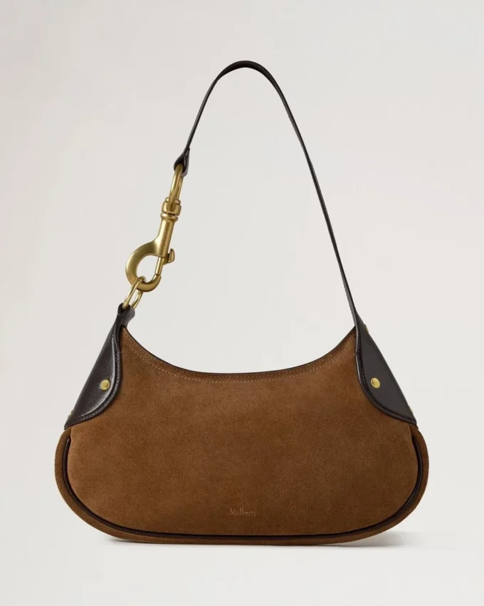 Small Hackney Shoulder Bag Vintage Oak Suede Top Handle Bags