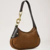 Small Hackney Shoulder Bag Vintage Oak Suede Top Handle Bags