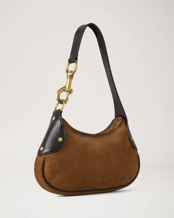 Small Hackney Shoulder Bag Vintage Oak Suede Top Handle Bags