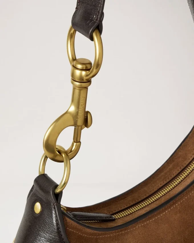 Small Hackney Shoulder Bag Vintage Oak Suede Top Handle Bags